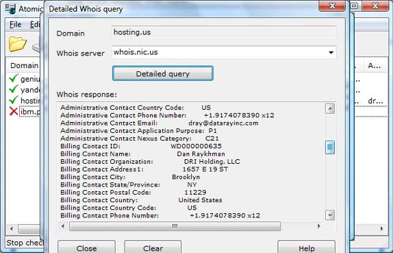 Atomic Whois Explorer, Email Extraction Software Screenshot
