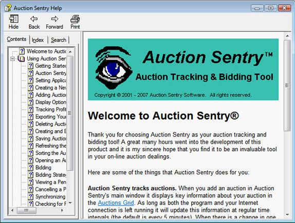 Auction Sentry Deluxe, Lifestyle Software Screenshot