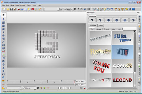Aurora 3D Animation Maker, Design, Photo & Graphics Software Screenshot