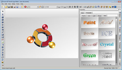 Aurora 3D Text & Logo Maker, Graphic Design Software Screenshot