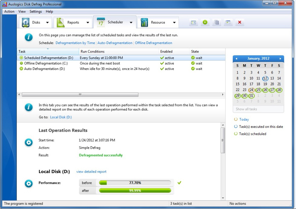 Software Utilities, Auslogics Disk Defrag Pro Screenshot