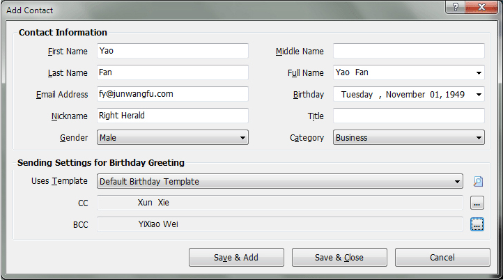Auto Mail Sender Birthday Edition, Email Tools Software Screenshot