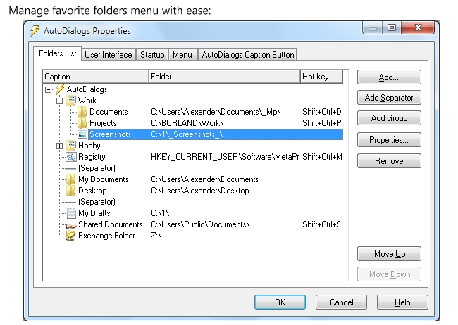 Desktop Enhancements Software, AutoDialogs Screenshot