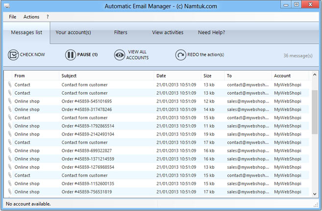 Automatic Email Manager Screenshot