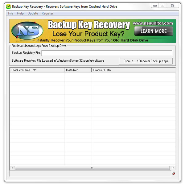 Backup Key Recovery Screenshot