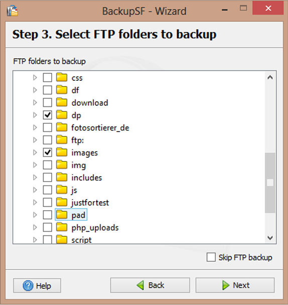 BackupSF Basic, Database Management Software Screenshot