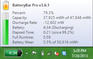 BatteryBar Pro, Desktop Customization Software Screenshot