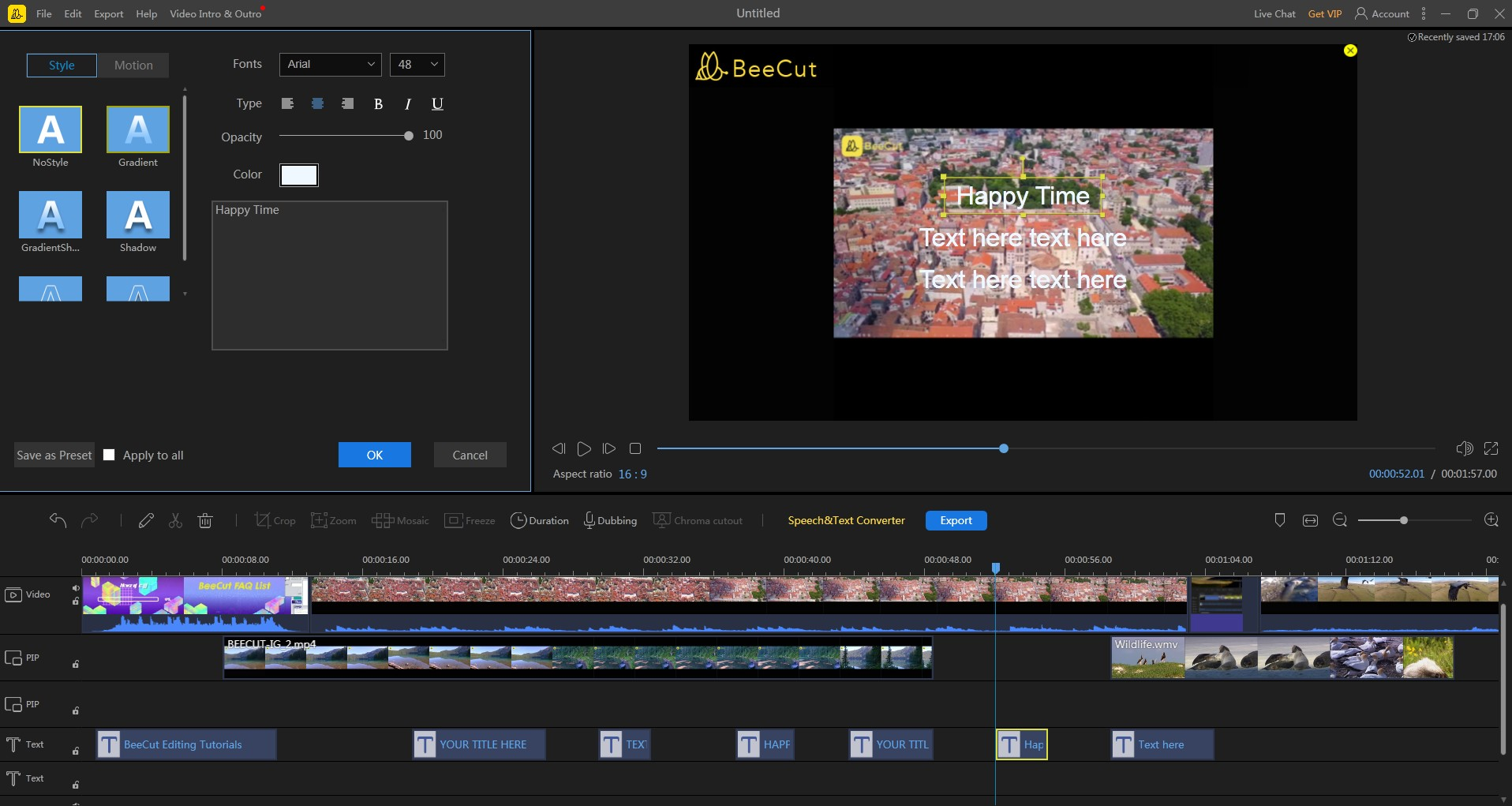 BeeCut, Video Editing Software Screenshot
