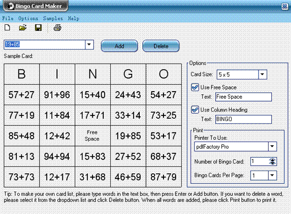 Bingo Card Maker Screenshot