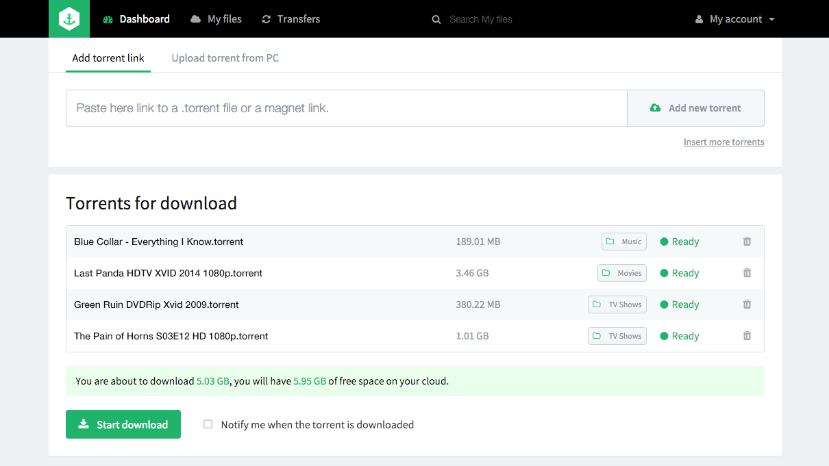 Bitport.io, File Sharing Software Screenshot