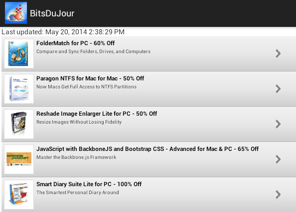 BitsDuJour Android Application Screenshot
