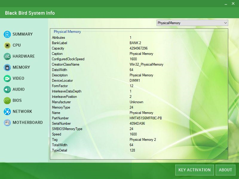 Black Bird System Info, Software Utilities Screenshot
