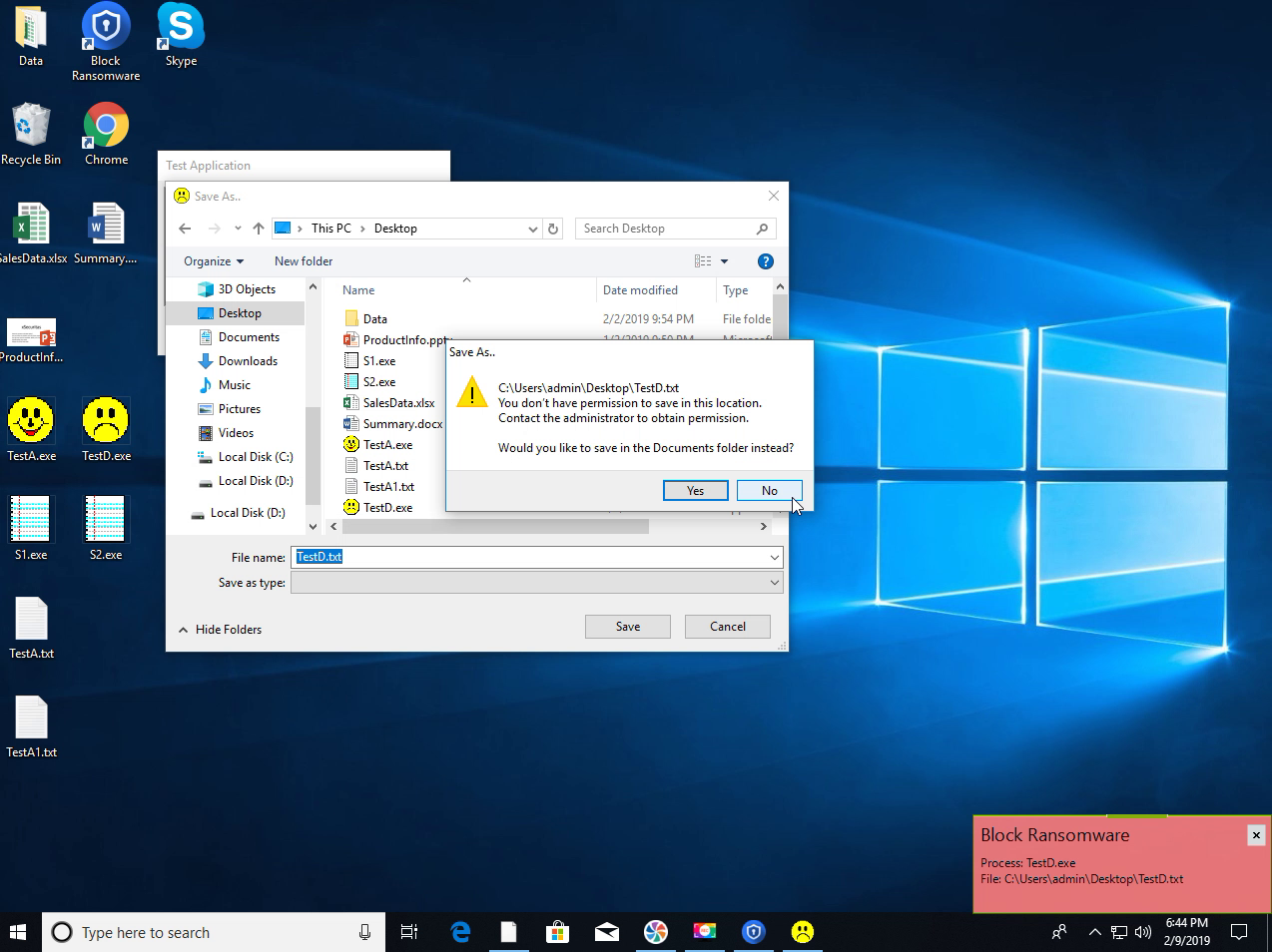 Block Ransomware and Backup, Security Software Screenshot