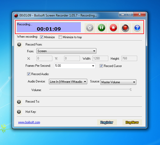 Boilsoft Screen Recorder, Business & Finance Software Screenshot