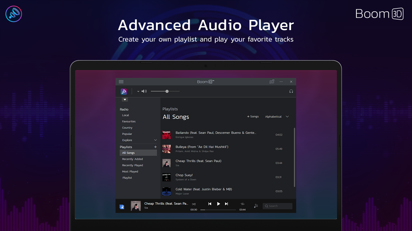 Audio Player Software, Boom 3D Screenshot