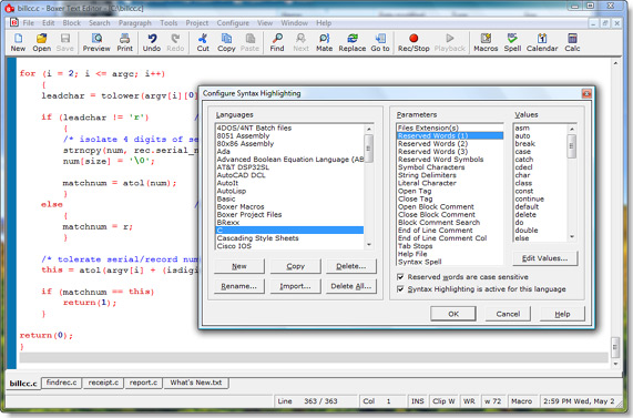 Boxer Text Editor, Code Editor Software Screenshot