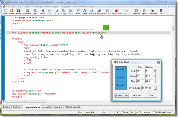 Boxer Text Editor, Development Software Screenshot
