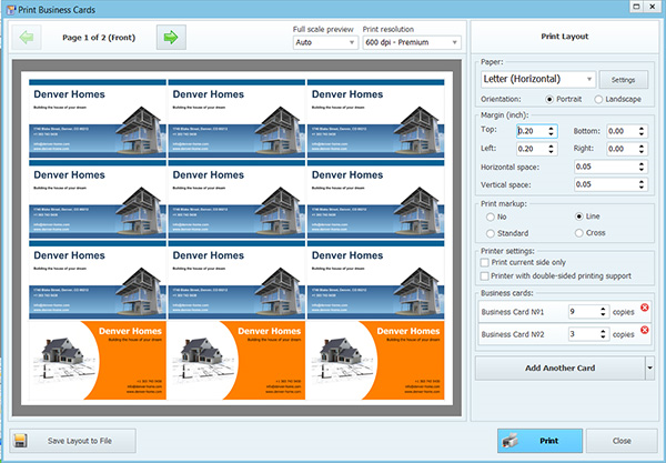 Business Card Maker Studio, Productivity Software Screenshot