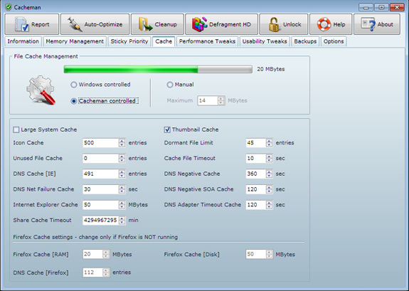 Software Utilities, Cacheman (2 Computer License) Screenshot