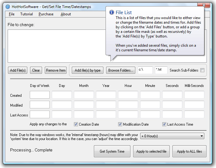 File Date Changing Software Screenshot