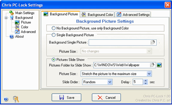 Chris PC-Lock, Privacy Software Screenshot