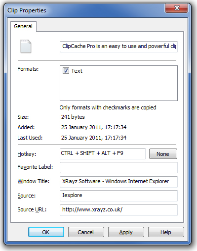ClipCache Pro, Clipboard Software Screenshot