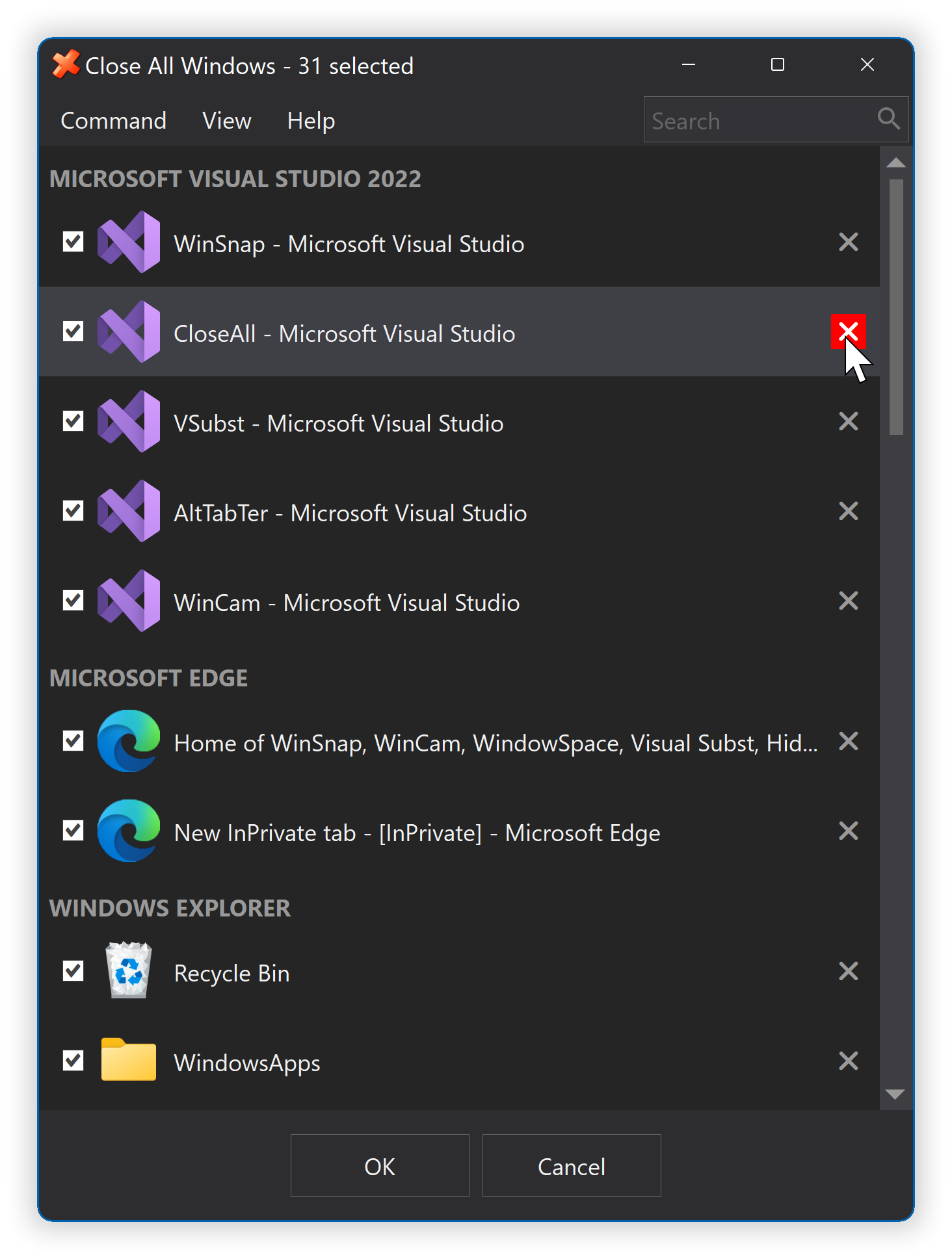 Close All Windows, Task Manager Software Screenshot