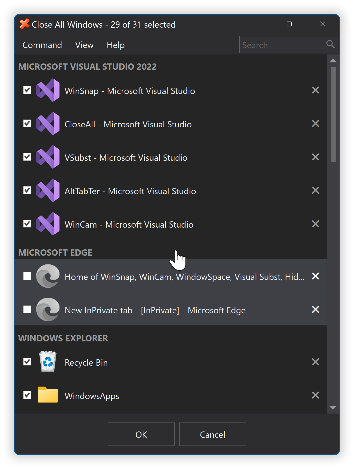 Close All Windows, Desktop Customization Software Screenshot
