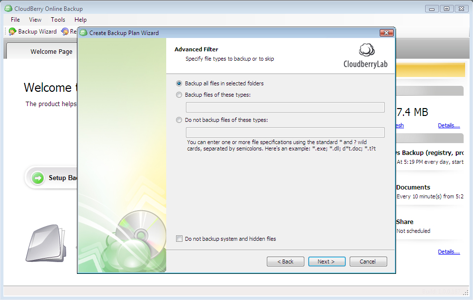 Security Software, CloudBerry Backup Screenshot