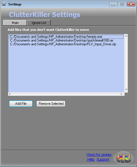 ClutterKiller, Desktop Space Software Screenshot