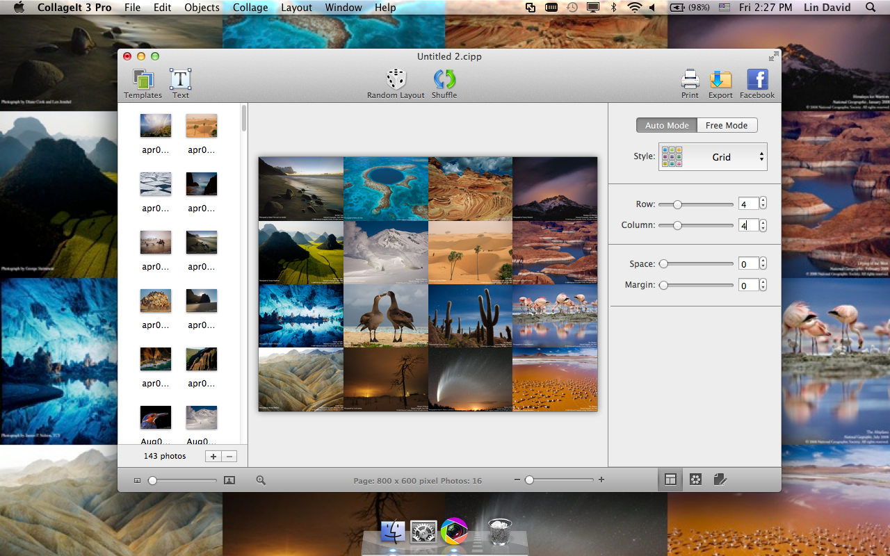CollageIt for Mac, Graphic Design Software Screenshot