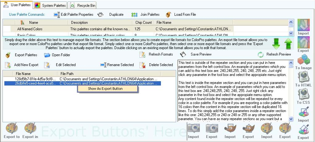 Color Selection Software Screenshot