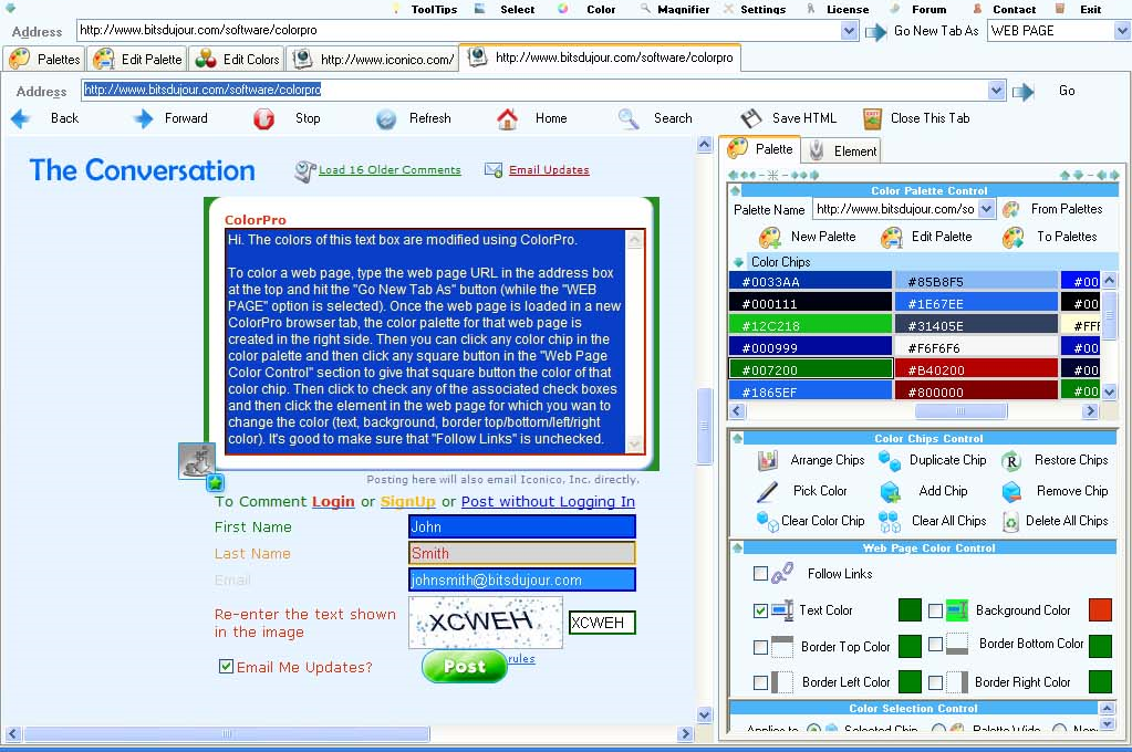 Color Selection Software, ColorPro Screenshot