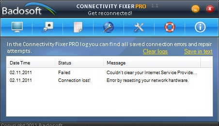 Connectivity Fixer PRO, Internet Software Screenshot