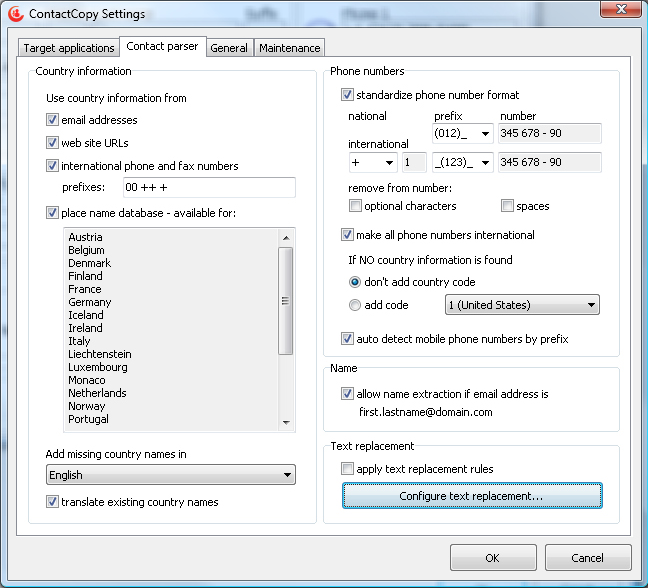 ContactCopy, Email Extraction Software Screenshot