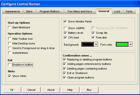 Desktop Customization Software, Control Runner Screenshot