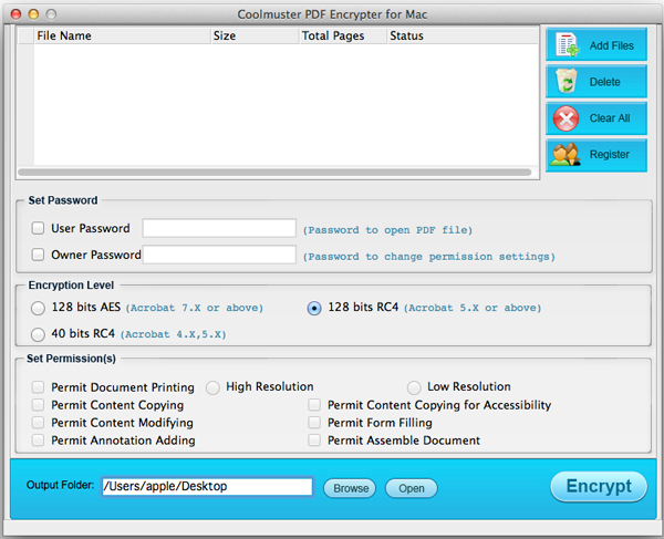 Coolmuster PDF Encrypter for Mac Screenshot