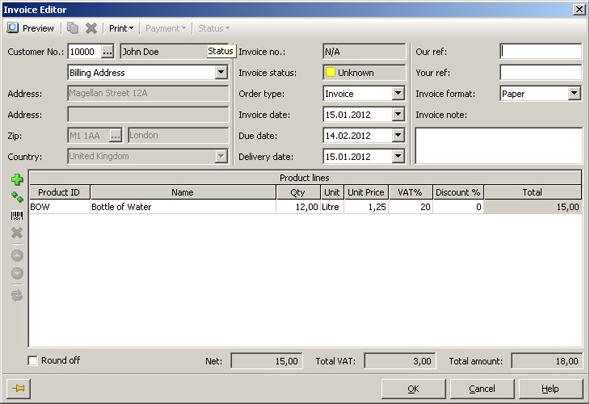 Accounting Software, Cretica Invoice Professional Screenshot