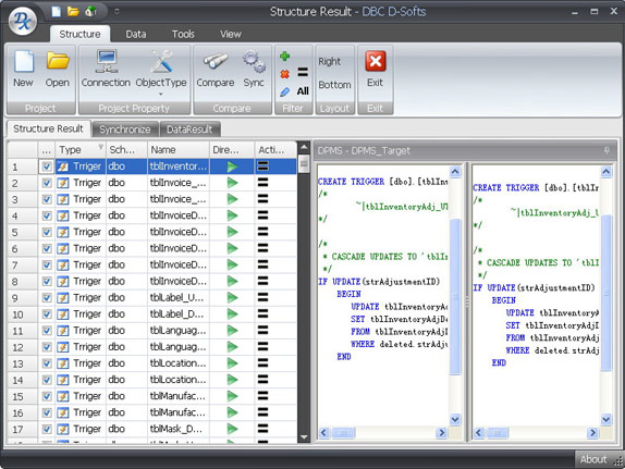 Development Software, D-softs DB Compare Screenshot