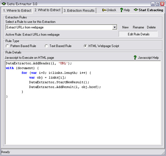 Data Extractor, Internet Software Screenshot