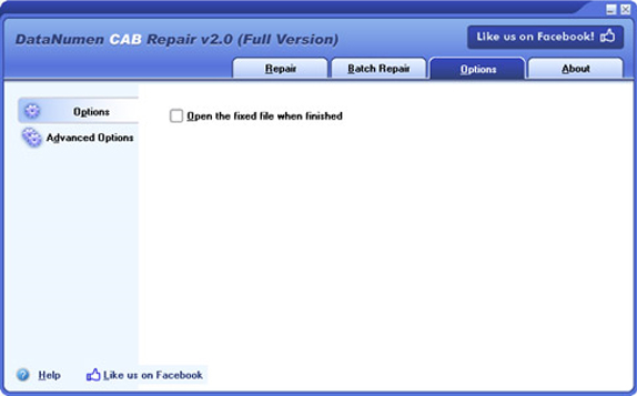 DataNumen CAB Repair, Files and Folders Software Screenshot