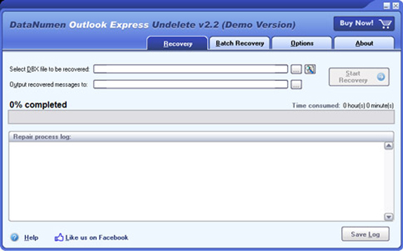 DataNumen Outlook Express Undelete Screenshot