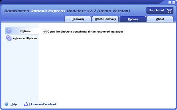 DataNumen Outlook Express Undelete, Email Tools Software Screenshot