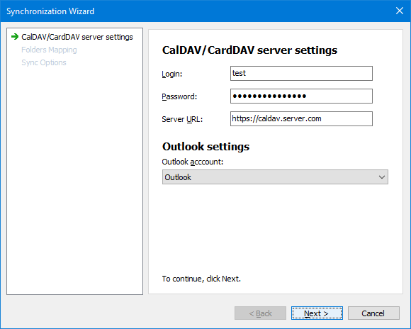 Microsoft Office Software, DAV-Outlook Sync Screenshot