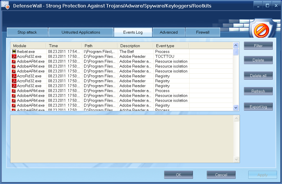 DefenseWall HIPS, Antivirus Software Screenshot