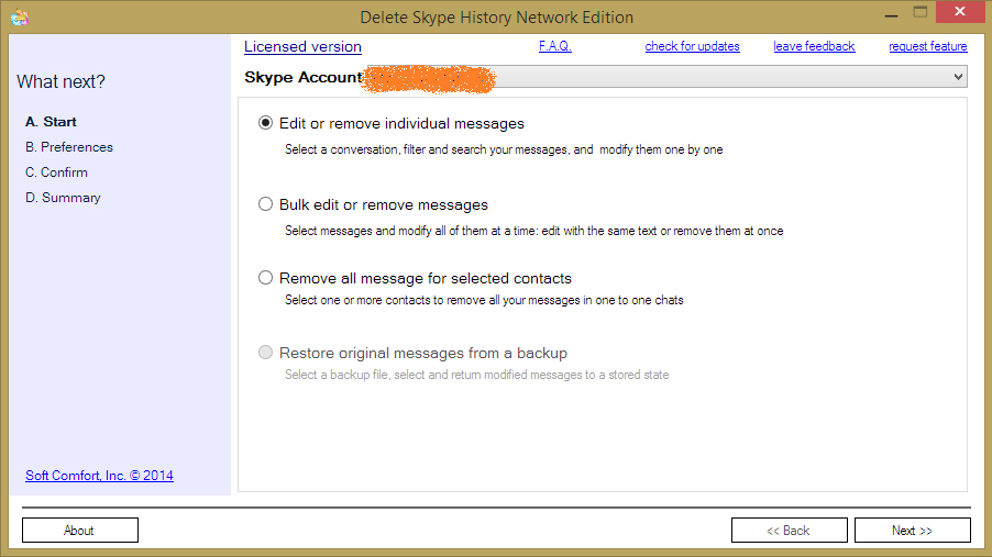 Delete Skype History Network Edition Screenshot