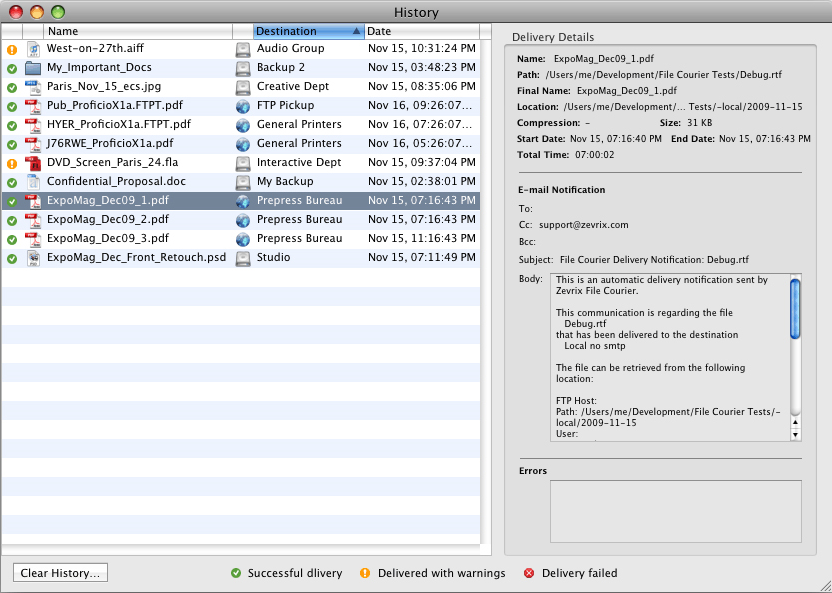 FTP Software, Deliver Screenshot