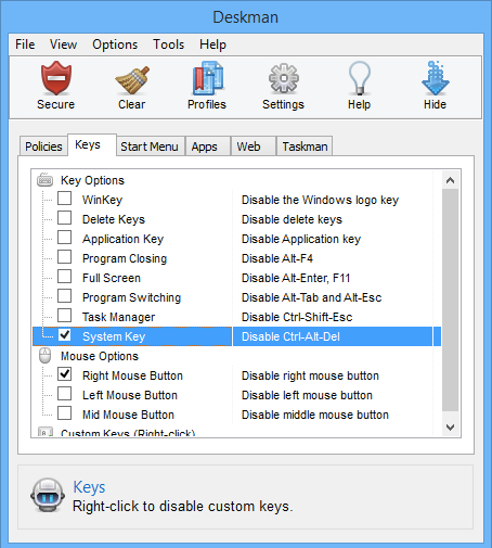 Deskman 15, Access Restriction Software Screenshot