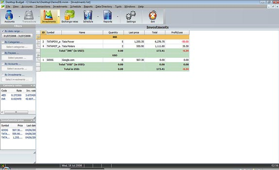 Desktop Budget, Personal Finance Software Screenshot