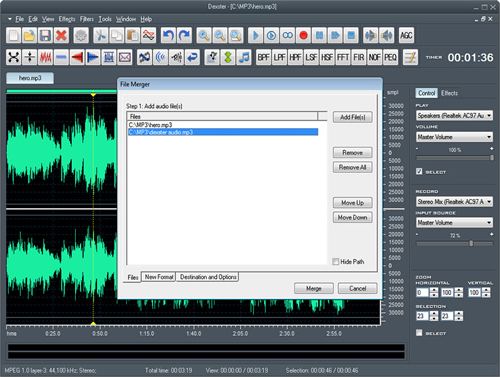 Dexster, Audio Software Screenshot